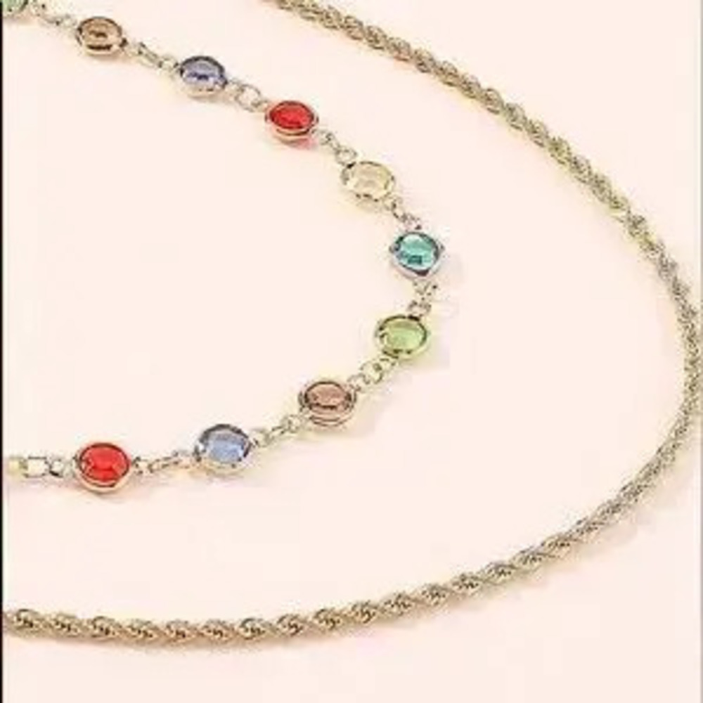 Gold Layered Rope Gemstone Necklace - Picture 2 of 3